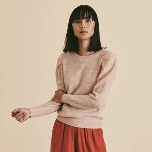 WHITE + WARREN Cashmere Puff Sleeve Pullover Sweater (size M)